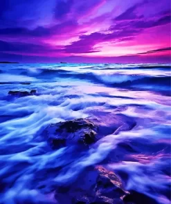 Blue And Purple Sunset Seascape Diamond Painting