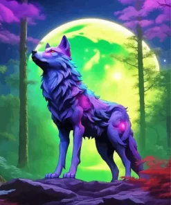 Blue And Purple Wolf Diamond Painting