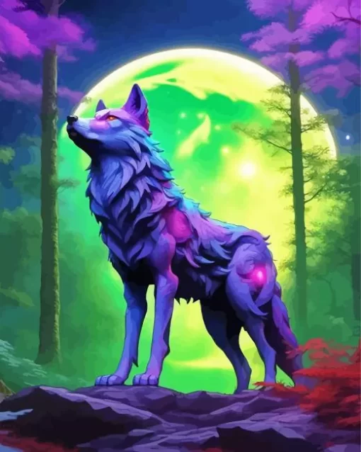 Blue And Purple Wolf Diamond Painting