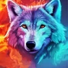 Blue And Red Fire Wolf Diamond Painting