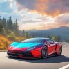 Blue And Red Lamborghini Diamond Painting