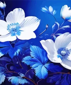 Blue And White Flowers Diamond Painting