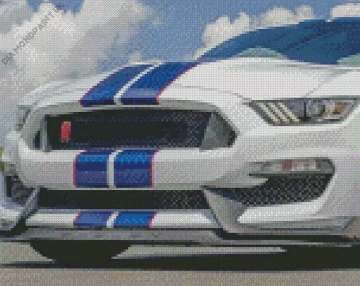 Blue And White Mustang Car Diamond Painting