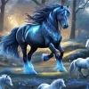 Blue Black Horse Diamond Painting