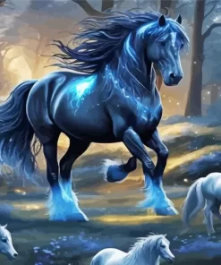 Blue Black Horse Diamond Painting