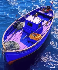 Blue Boat In Sea Diamond Painting