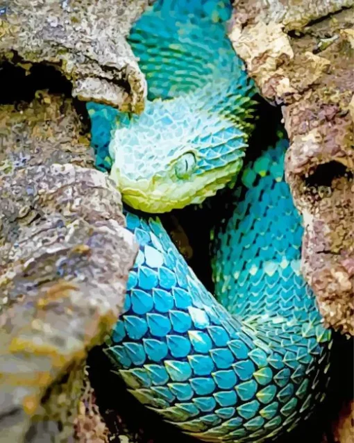 Blue Bush Viper Diamond Painting