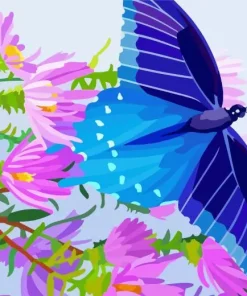 Blue Butterfly And Flower Diamond Painting