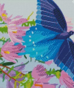 Blue Butterfly And Flower Diamond Painting