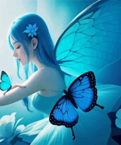 Blue Butterfly Girl Diamond Painting