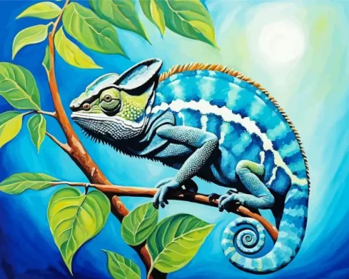 Blue Chameleon Diamond Painting