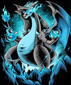 Blue Charizard Diamond Painting