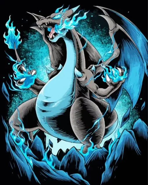 Blue Charizard Diamond Painting