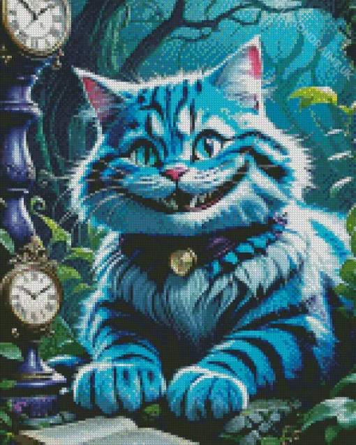 Blue Cheshire Cat Diamond Painting