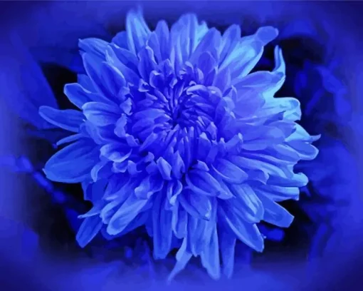 Blue Chrysanthemum Flowering Plant Diamond Painting