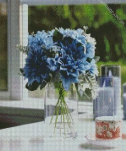 Blue Dahlia Bouquet Diamond Painting