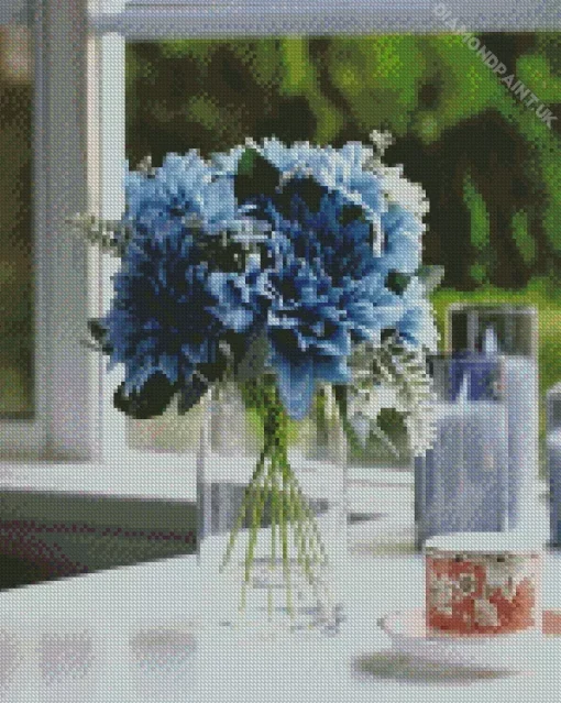 Blue Dahlia Bouquet Diamond Painting