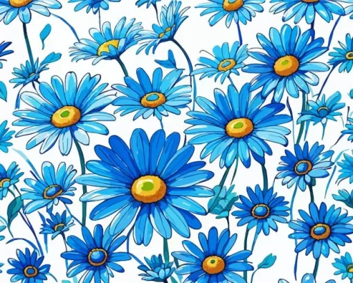 Blue Daisies Diamond Painting