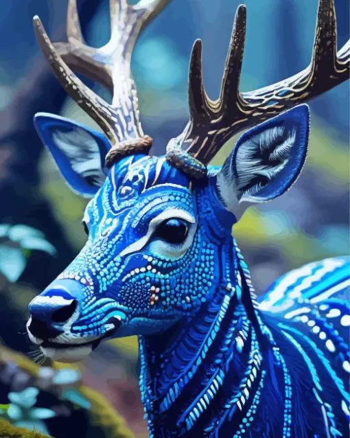 Blue Deer Diamond Painting