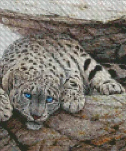 Blue Eyed Snow Leopard Diamond Painting