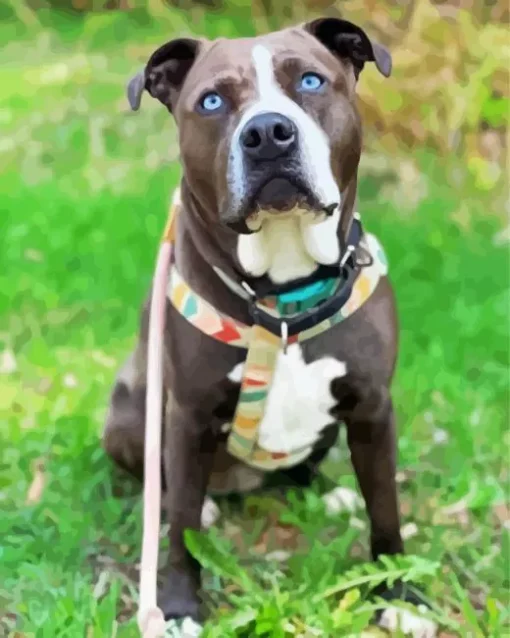 Blue Eyed Staffordshire Bull Terrier Diamond Painting