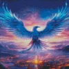 Blue Firebird Diamond Painting