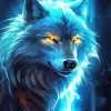 Blue Flame Wolf Diamond Painting