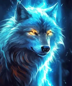 Blue Flame Wolf Diamond Painting