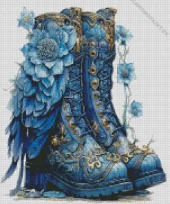 Blue Flower On Shoes Diamond Painting