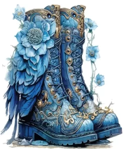 Blue Flower On Shoes Diamond Painting