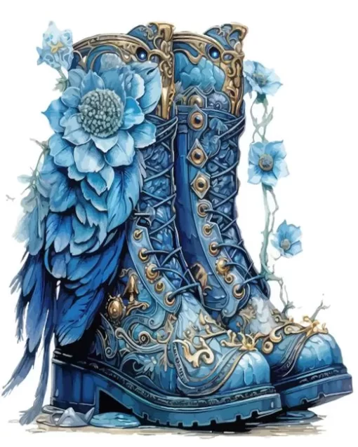 Blue Flower On Shoes Diamond Painting