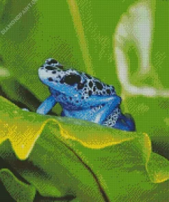 Blue Frog On Leaf Diamond Painting