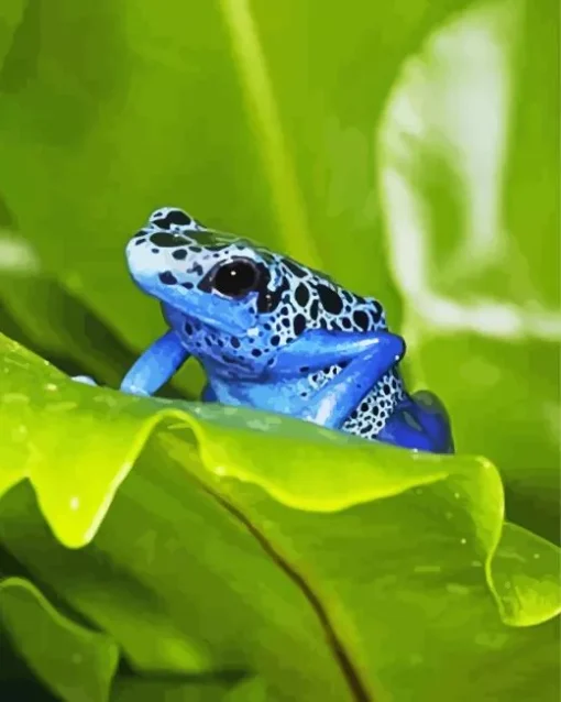 Blue Frog On Leaf Diamond Painting