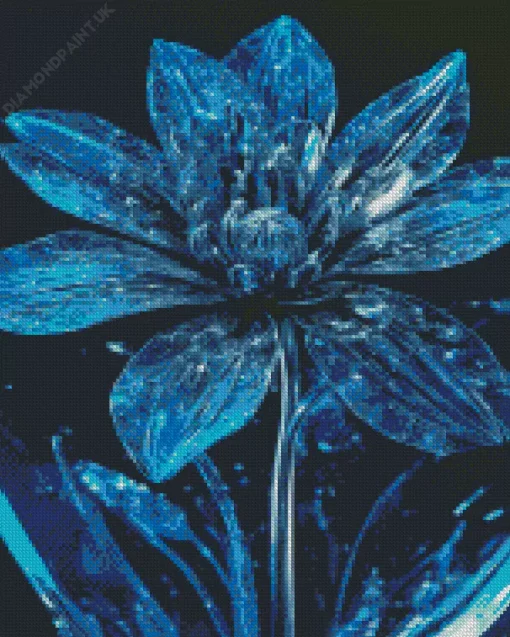 Blue Glass Flower Diamond Painting