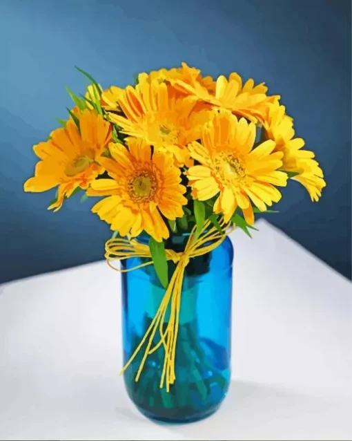 Blue Glass Flower Vase Diamond Painting