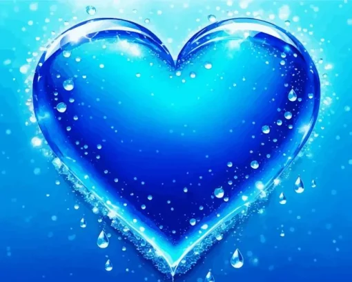 Blue Heart Art Diamond Painting