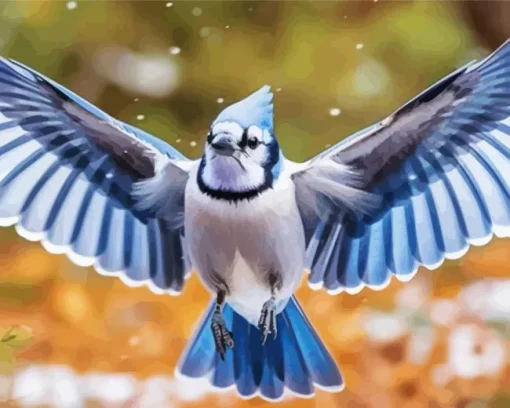 Blue Jay Bird Flying Diamond Painting