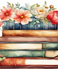 Books With Flowers Diamond Painting