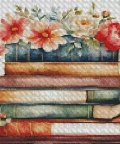 Books With Flowers Diamond Painting