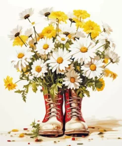 Boots With Daisies Diamond Painting