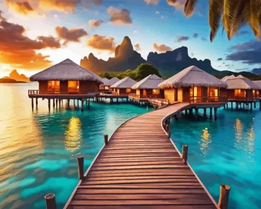 Bora Bora Huts Diamond Painting