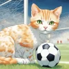 Cat And Football Diamond Painting