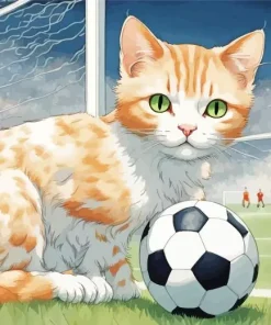 Cat And Football Diamond Painting