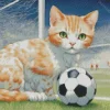 Cat And Football Diamond Painting