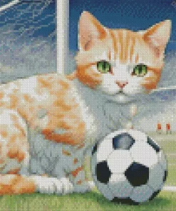 Cat And Football Diamond Painting