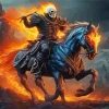 Cool Fire Ghost Horse Rider Diamond Painting