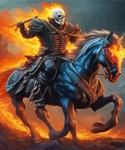 Cool Fire Ghost Horse Rider Diamond Painting