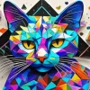 Cool Geometric Abstract Cat Diamond Painting