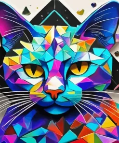 Cool Geometric Abstract Cat Diamond Painting