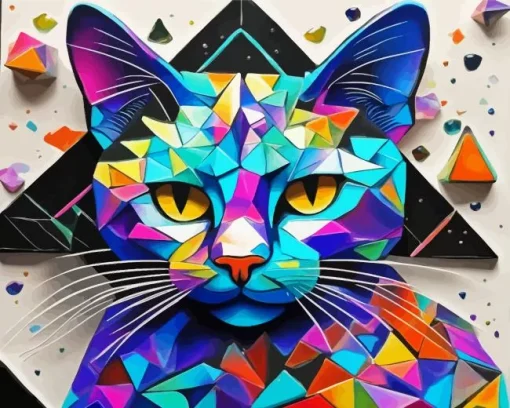 Cool Geometric Abstract Cat Diamond Painting